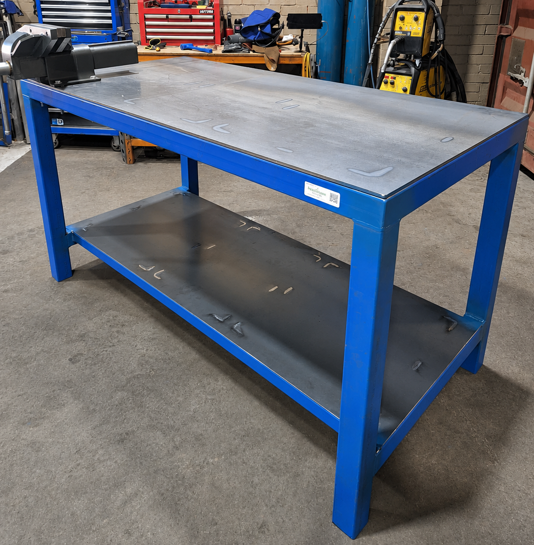 Custom steel workbench build with steel top